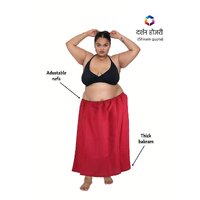 Red/LAL Cotton Blend XXL Petticoat for Women  Jumbo Size Saree Skirt Waist -52inch length -37inch 3 stitching bakram