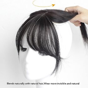 CADENZA HAIR 3D Air Bangs with Temples  Remy Human Hair Clip-In Fringe Hairpiece for Women  Natural Look Front Bangs