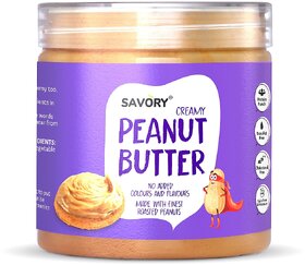 Savory Creamy Peanut Butter (400g) | Made with Finest Roasted Peanuts | No Added Colors or Flavors | High in Protein | Cholesterol Free, Trans Fat Free & Keto Friendly | Ready to Eat