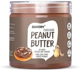 Savory Chocolate Peanut Butter (400g) | Made with Finest Roasted Peanuts | No Added Colors or Flavors | High in Protein | Cholesterol Free, Trans Fat Free & Keto Friendly | Ready to Eat