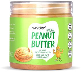 Savory Natural Peanut Butter (400g) | Made with Finest Roasted Peanuts | No Added Colors or Flavors | High in Protein | Cholesterol Free, Trans Fat Free & Keto Friendly | Ready to Eat