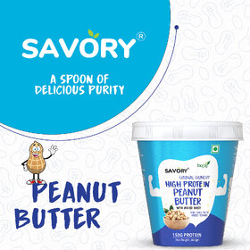 Savory Original Crunchy Peanut Butter (500g) | Made with Finest Roasted Peanuts | High in Protein | Cholesterol Free & Keto Friendly | Healthy Nut Butter | Ready to Eat