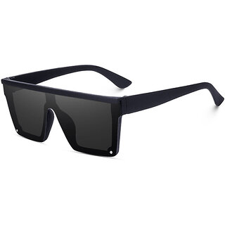 UV Protection, Gradient, Polarized, Night Vision, Riding Glasses, Others Retro Square, Shield Sunglasses (Free Size) (For Men & Women, Black)