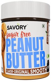 SAVORY Original Smooth Peanut Butter (Sugar-Free) with Added Whey | High in Protein | No Added Sugar, Energy Booster, Gluten-Free & Keto Friendly | Cholesterol & Trans-fat Free | Healthy Protein Rich Spread (200g)