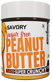 SAVORY Super Crunchy Peanut Butter (Sugar-Free) with Added Whey | High in Protein | No Added Sugar, Energy Booster, Gluten-Free & Keto Friendly | Cholesterol & Trans-fat Free | Healthy Protein Rich Spread (200g)