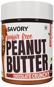 SAVORY Chocolate Crunchy Peanut Butter (Sugar-Free) with Added Whey | High in Protein | No Added Sugar, Energy Booster, Gluten-Free & Keto Friendly | Cholesterol & Trans-fat Free | Chocolate Spread (200g)