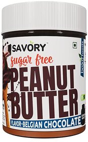 SAVORY Belgian Chocolate Peanut Butter (Sugar-Free) with Added Whey | High in Protein | No Added Sugar, Energy Booster, Gluten-Free & Keto Friendly | Cholesterol & Trans-fat Free | Chocolate Spread (200g)