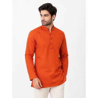 Ecostyle Plain Pure Cotton Men's Long Sleeve Short Kurta