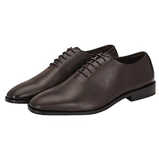 MIROCK Men Brown Leather Shoes Oxford Lace-Up Formal Shoes, Classic