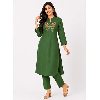 Ecostyle Hand Painted Pure Cotton Wome's Kurti Pant Set.