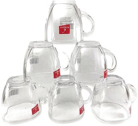 (Pack of 6) Transparent Square Shape Tea Cup Coffee Cup Set Made of Crystal Clear Glass 155ml