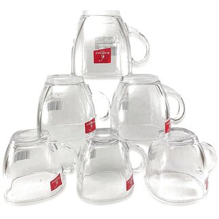 (Pack of 6) Transparent Square Shape Tea Cup Coffee Cup Set Made of Crystal Clear Glass 155ml