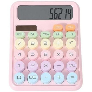 Patel 12-Digit Candy Color Desktop Calculator with Large LCD Display, Basic Electronic Office Calculator