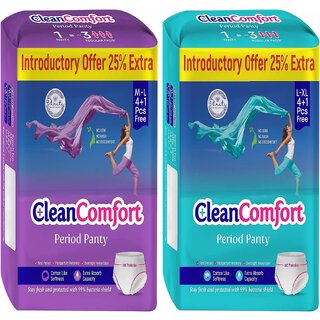 (Pack of 10) Clean Comfort Disposable Period Panties for Women & Girls M-L + L-XL