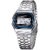 Unisex Digital LED Watch with Square Dial & Stainless Steel Strap, Sports Wrist Watch, Silver