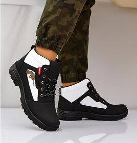 WUGO Latest Stylish Mens Black Gun Boots | Premium Faux Leather Ankle Boots | Comfortable Slip-On Footwear for Men's & Boys