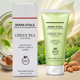 Green Tea Face Wash Vitamin C, Honey Almond Enriched Oil Control Deep Cleansing For Oily to Normal Skin 100m
