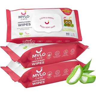 Pack of 3- Mylo Care Gentle Baby Wipes with Lid
