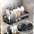 (Pack of 2) Shower Caddy Corner  Shower Organizer With Soap Holder  Stainless Steel Shelf  5 in 1 Self Adhesive Shelf Organizer Combo/Metal Racks and Shelves for Wall/Stand