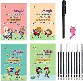 (Set of 16) Sank Magic Book (4 BOOK + 10 REFILL+ 1 pen + 1 Grip) (Multicolor)