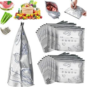 Reusable Aluminum Foil Storage Bags With Zip Lock  Label Stand-Up Bottom Silver Foil Food Storage Pouches for Vegetable