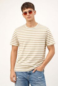 Men's Striped T-Shirt, Short Sleeve, Crew Neck, Casual Style