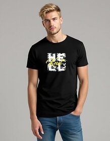 Unisex Hell Graphic Printed T-Shirt  Casual Cotton Round Neck Half Sleeve Tee for Men & Women, Stylish Comic Design, Black | L