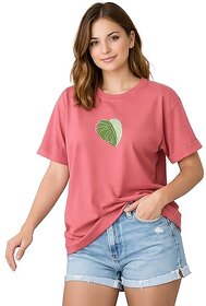 Women's T-Shirt with Monstera Leaf Print, Casual Graphic Tee