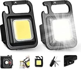 Kudos Rechargeable LED Keychain 3 Modes Flashlight with Bottle Opener - 8 cm (Black)