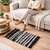 Handcrafted Cotton Striped Rug, Black and Grey, 65x40 cm, Washable Floor Mat with Tassel, Living Room and Bedroom