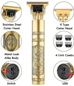 CHARKEE T-9A Gold Cordless Lightweight Trimmer, Multigrooming Kit for Men, Beard & Hair Trimmer