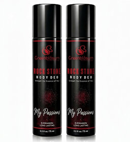 Rock Stone Body Deo - Pack of 2 (75ml Each)  Long Lasting Fragrance  All Day Freshness  Men  Women Deodorant Spray