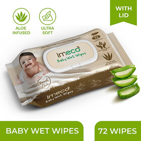 IMECO Baby Wet Wipes with Goodness of Aloe Vera - 72 Wipes Lid Pack