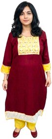 Women's Cotton Solid Colour Straigh Kurta with Palazzo Pant Set