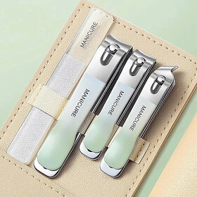 4-Piece Manicure & Pedicure Kit - Stainless Steel Nail Clippers with Elegant Travel Case