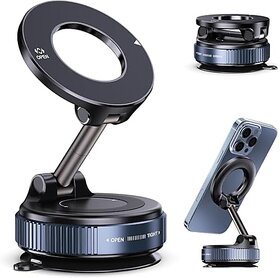 (Pack of 1) Magnetic Car Mobile Holder  Dashboard  Table Phone Mount, Strong Suction Cup, Shockproof (Black)