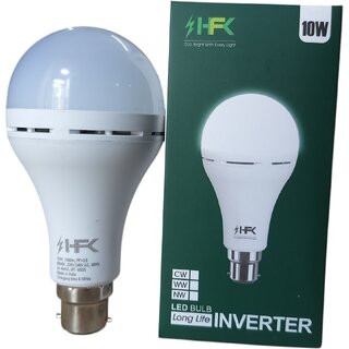 HFK 10W Inverter LED Bulb  Up to 4 Hours Backup, Energy-Efficient Emergency Light with 1-Year Warranty