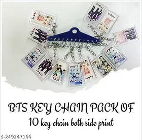 (Pack-10) Trendy Men Multi Color Plastic BTS Keychain