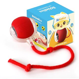 Interactive Smart Rolling LED Ball Toy for Cats, Automatic & USB Rechargeable Chase Ball with Speedy Tail Rope, Indoor Kitten Puppy- Pet Exercise, IQ Training, Fun & Engaging for Dogs & Cats