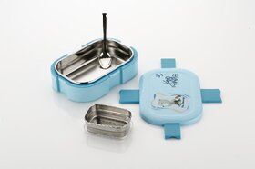 (Pack of 1) Stainless Steel Tiffin Lunch Box Container/Dabba with 4 Side Clip Lock Lid for Office, Kids School, Travel Food Grade Airtight | Easy to Carry Leakproof Compartment Insulated Meal Holder