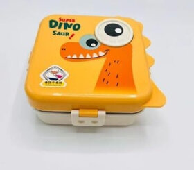 VAM DIVINE Bento Lunch Box with Stainless Steel Compartments, Leakproof Dinosaur Design 1 Containers Plastic, Stainless Steel School Lunch Box (1000 ml)