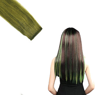 CADENZA Real Human Hair Clip-In Extensions Set of 4 Olive Green Remy Hair
