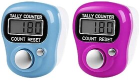 (Pack of 2) Digital Tally Counter, Finger Ring Counter with LCD Display, Count Reset, Multicolor