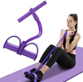 Portable 4-Tube Pull Reducer for Full Body Workout, Pedal Puller Resistance Band  Tummy Trimmer for Belly Fat Reduction, Yoga Stretching, Crossfit Exercise, Home Gym Equipment for Men  Women