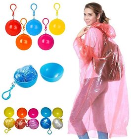 (Pack of 1 ) Mini Ball Raincoat with Keychain | Portable Disposable Emergency Rain Poncho Lightweight Travel Raincoat