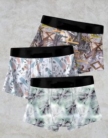 Pack of 3 Floral  Geometric Print Men Trunks - Stylish  Comfortable Underwear