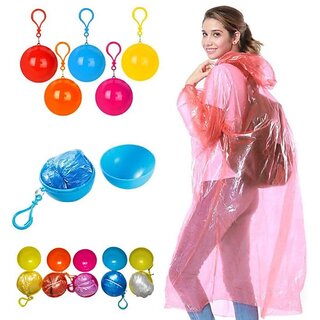 (Pack of 1 ) Mini Ball Raincoat with Keychain | Portable Disposable Emergency Rain Poncho Lightweight Travel Raincoat