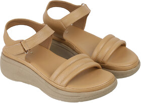Lazera Chikoo Wedge Sandals for Women Criss Cross Slingback EVA Sole Casual Wear