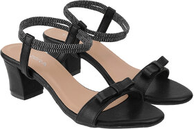 Lazera Black Block Heel Sandals for Women Transparent Strap Festive Mules