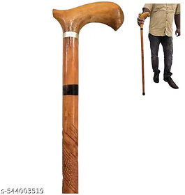 Solid Wood Walking Stick with Ergonomic Handle  Best for Senior Citizens